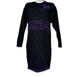 darria gazelle long sleeve purple black sweater dress Size L